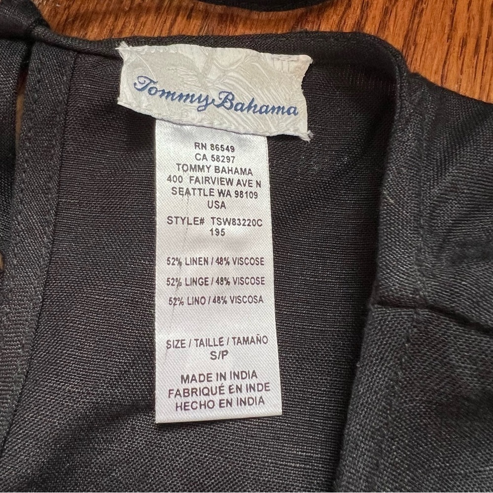 Tommy Bahama Black Sleeveless Linen A-Line Sleeveless Flowy Midi Dress - Sz S - Picture 10 of 13